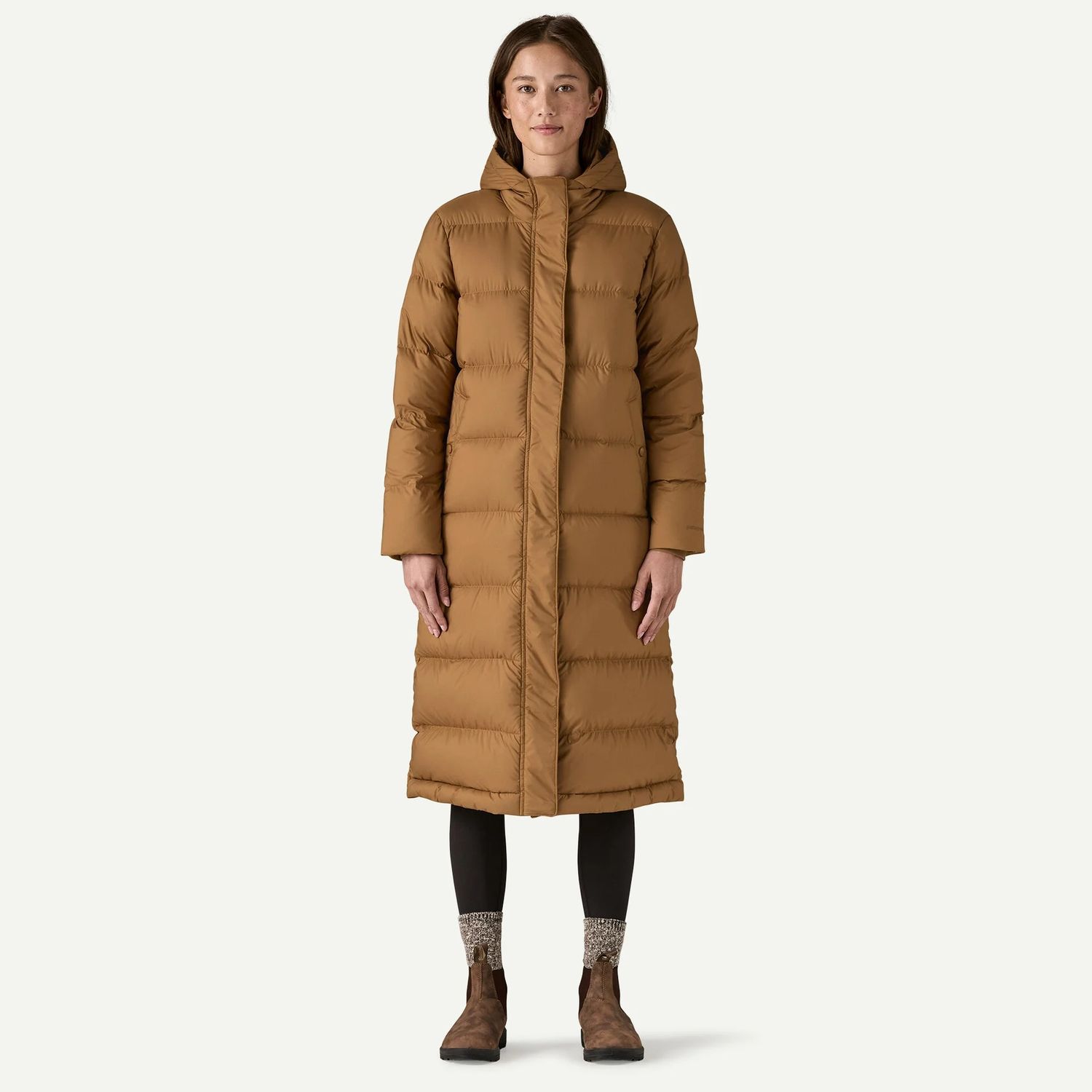 Patagonia W Silent Down Long Parka Deer Brown