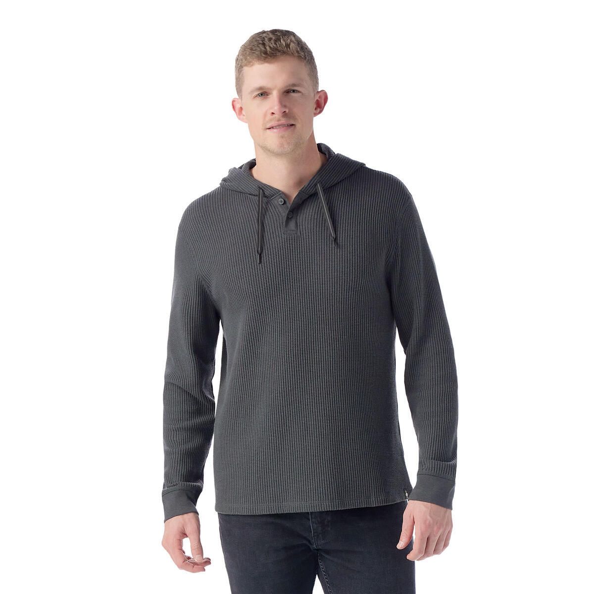 Smartwool M Waffle Henley Hoodie Charcoal