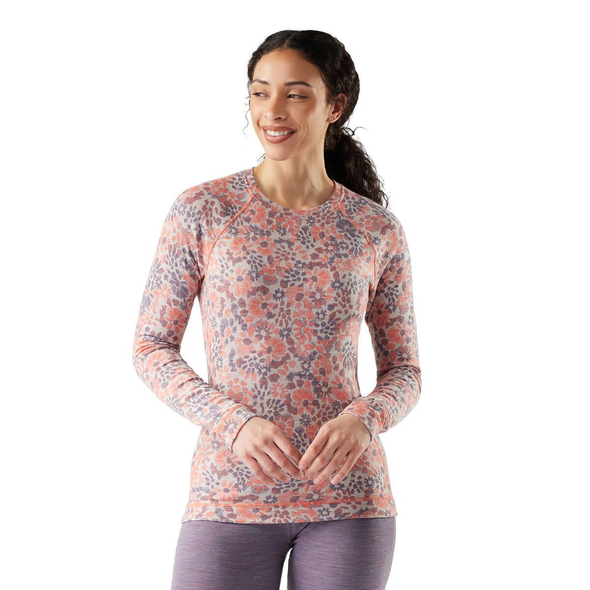 Smartwool W Thermal Merino Baselayer Crew Coral Floral
