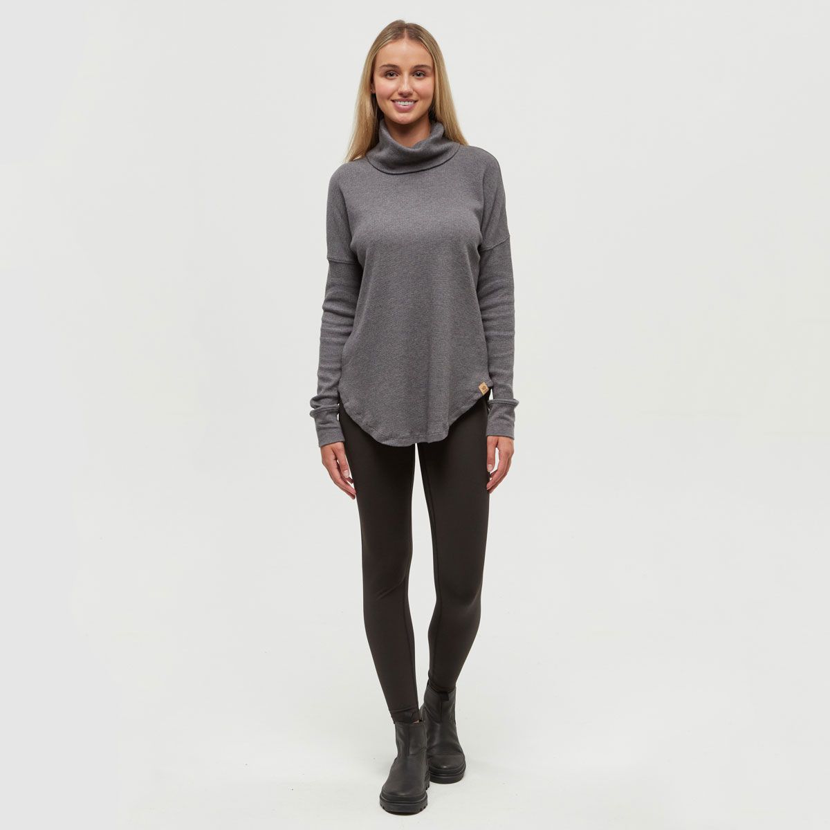 tentree W Highwood Turtleneck Dark Grey Heather