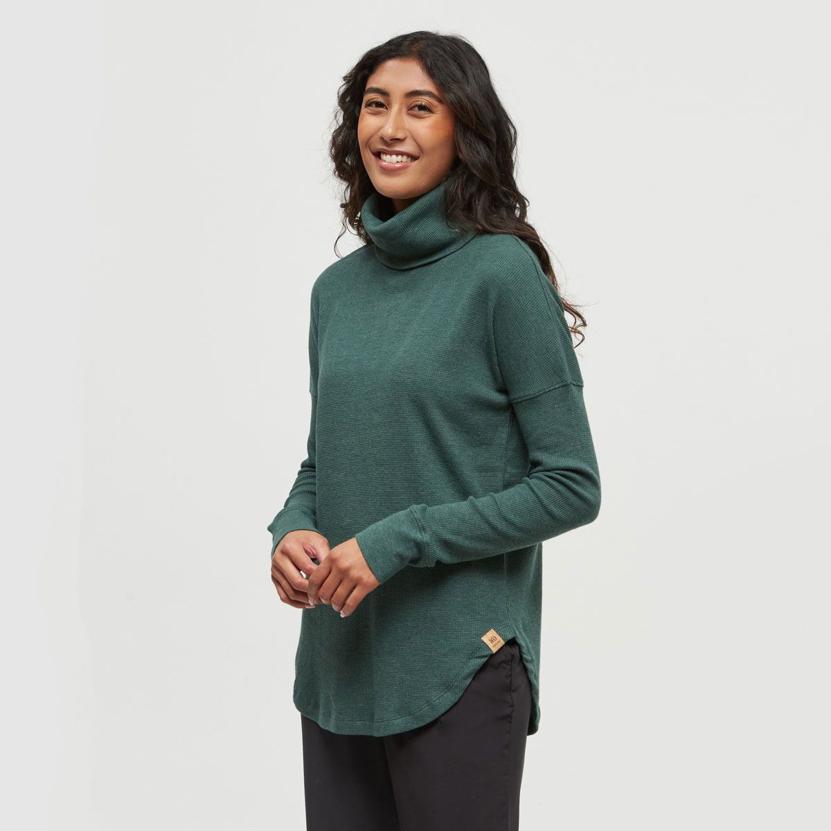 tentree W Highwood Turtleneck Forest Pine Heather