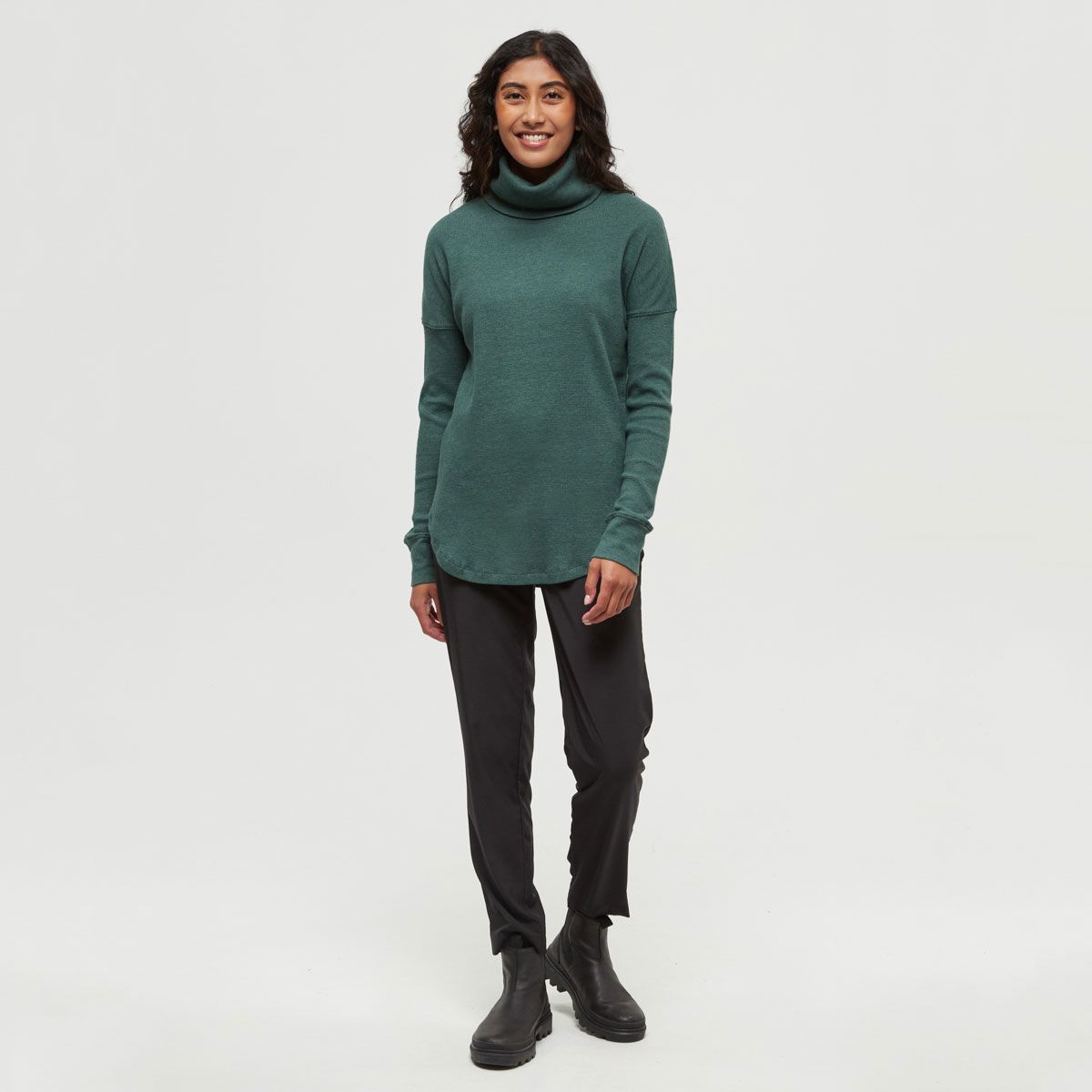 tentree W Highwood Turtleneck Forest Pine Heather