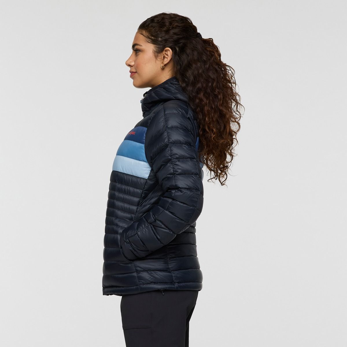 Cotopaxi W Fuego Down Hooded Jacket Carbon Stripe