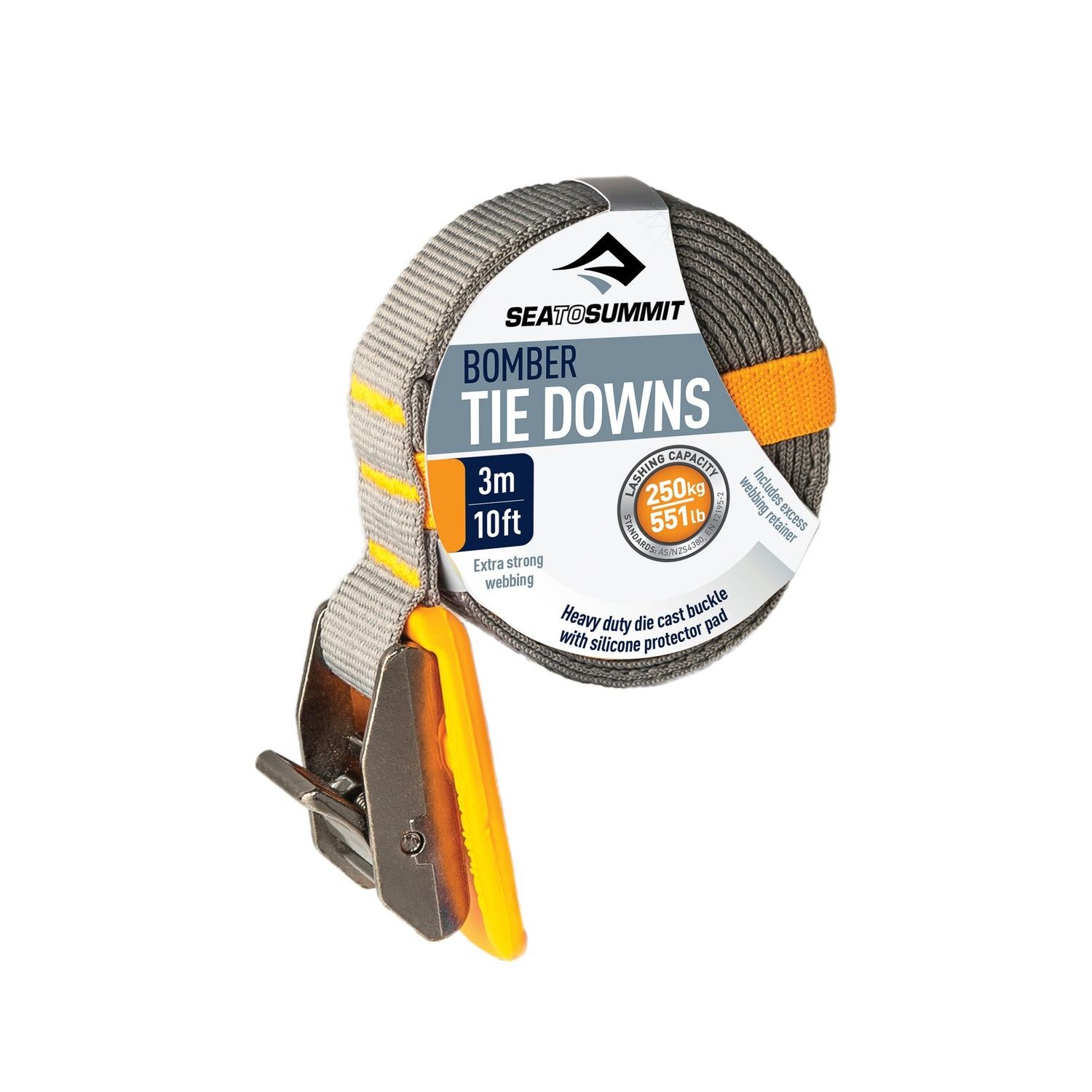 Sea To Summit Bomber Tie Downs Grey / Orange   10ft | 3M (Single)