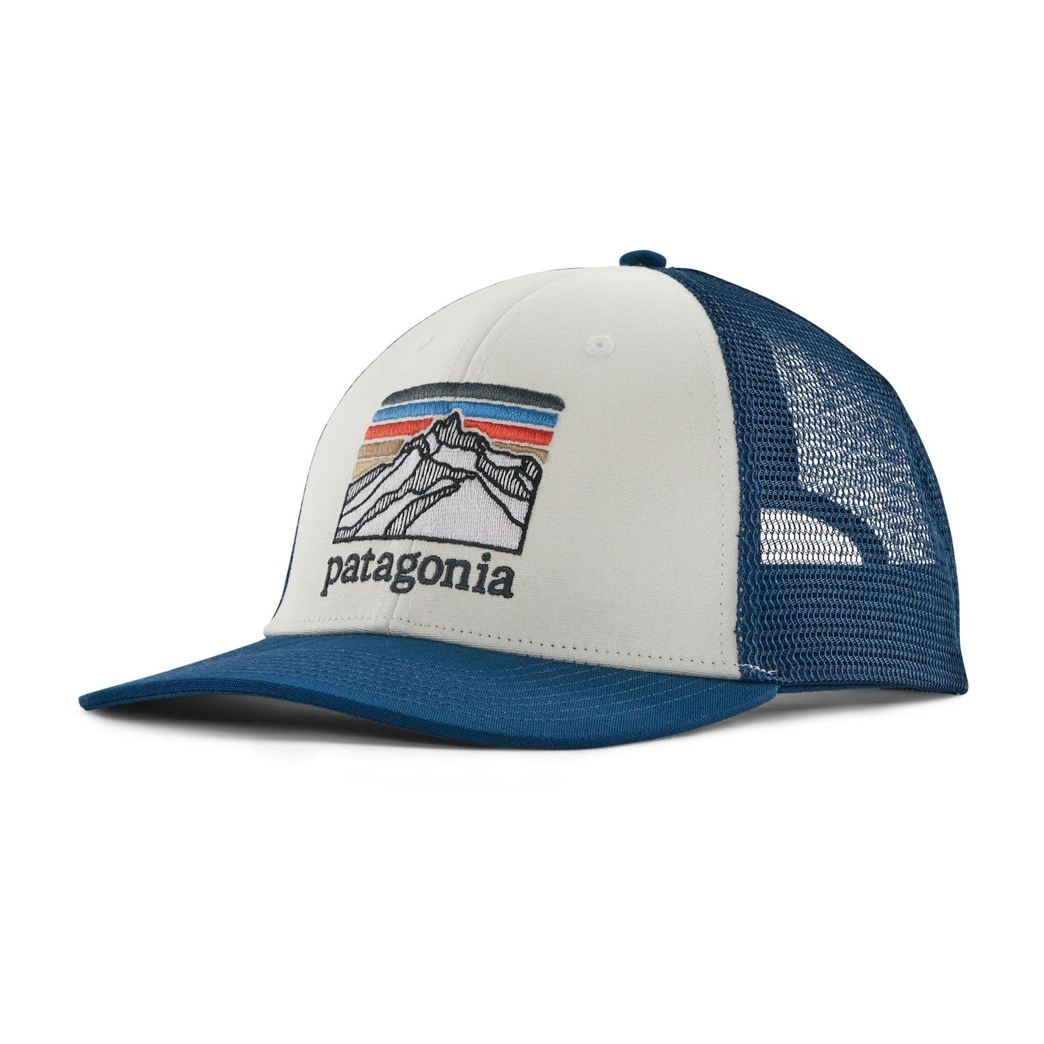 Patagonia Line Logo Ridge LoPro Trucker Hat White w/Lagom Blue