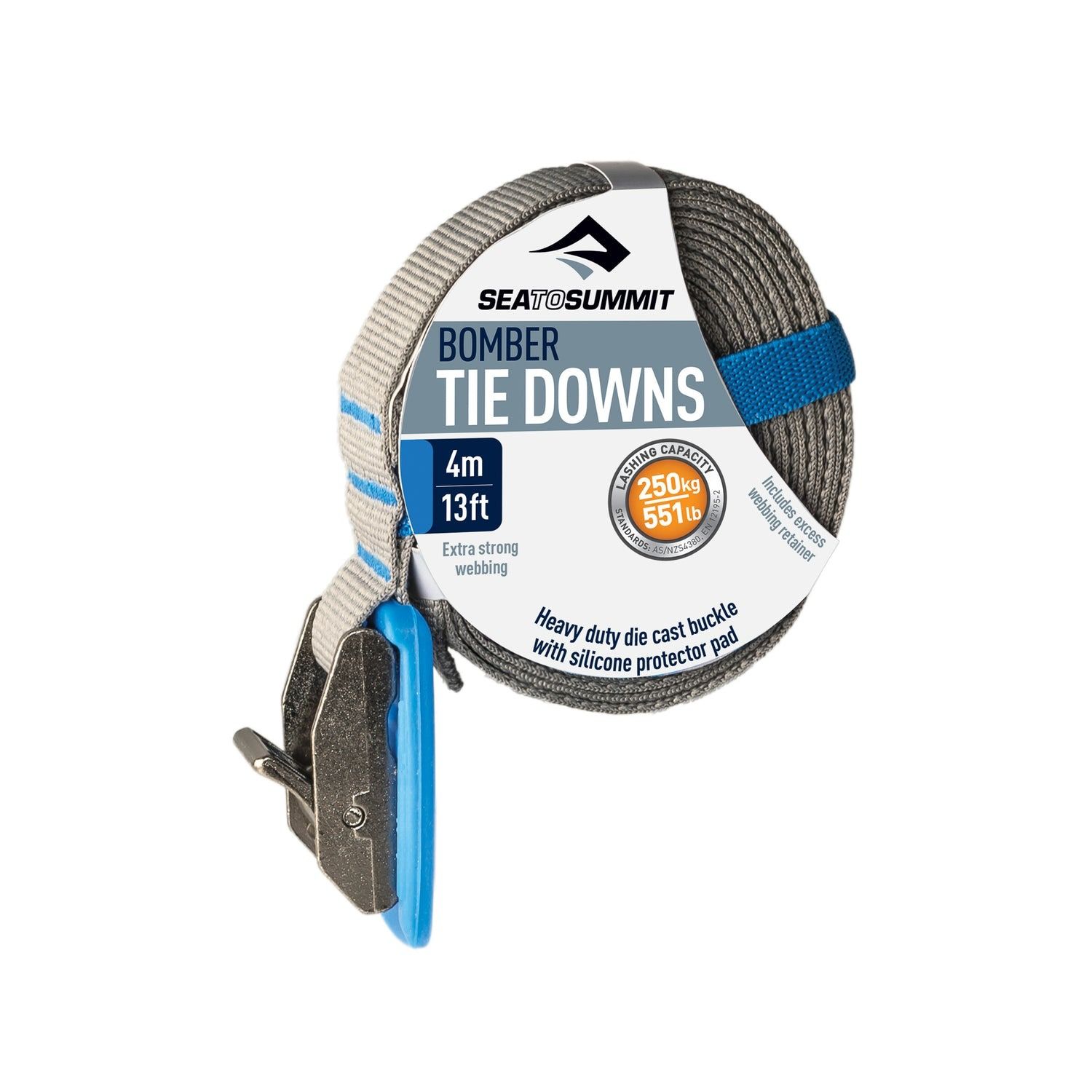 Sea To Summit Bomber Tie Downs Grey / Blue   13ft | 4M (Single)