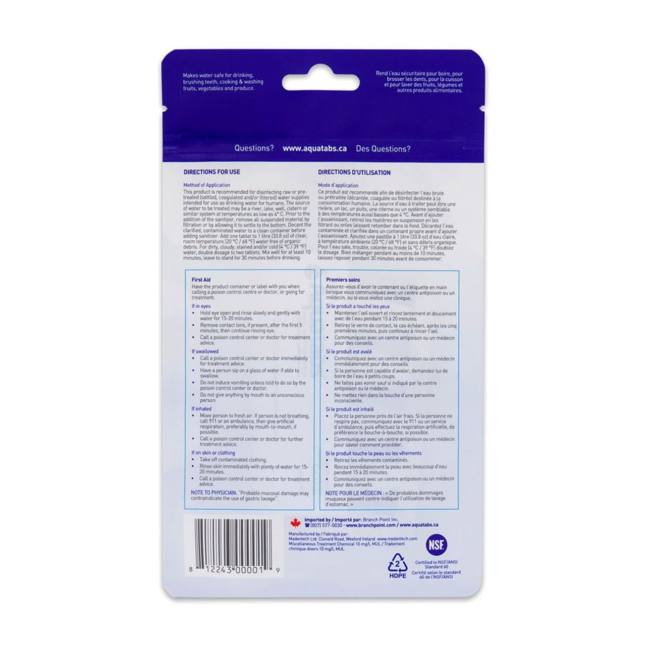 Aquatabs (pkg of 50, 1L Tabs)