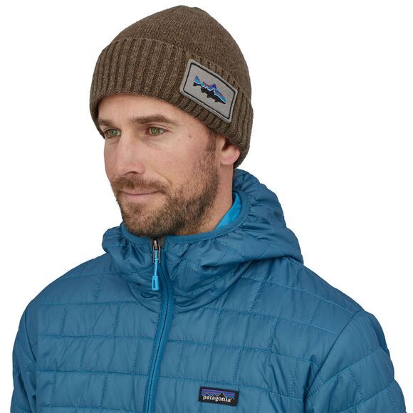 Patagonia Brodeo Beanie Fitz Roy Trout Patch: Ash Tan