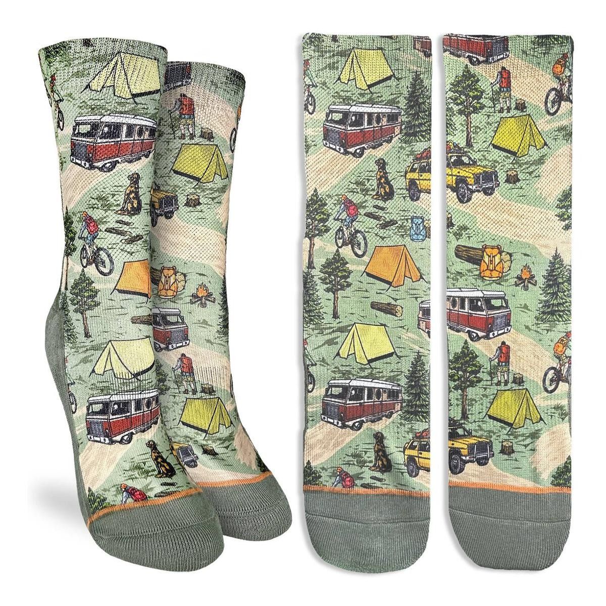 Good Luck Sock Vintage Camping Trip Socks Womens 5-16 Good Luck Sock Vintage Camping Trip Socks Womens 5-16