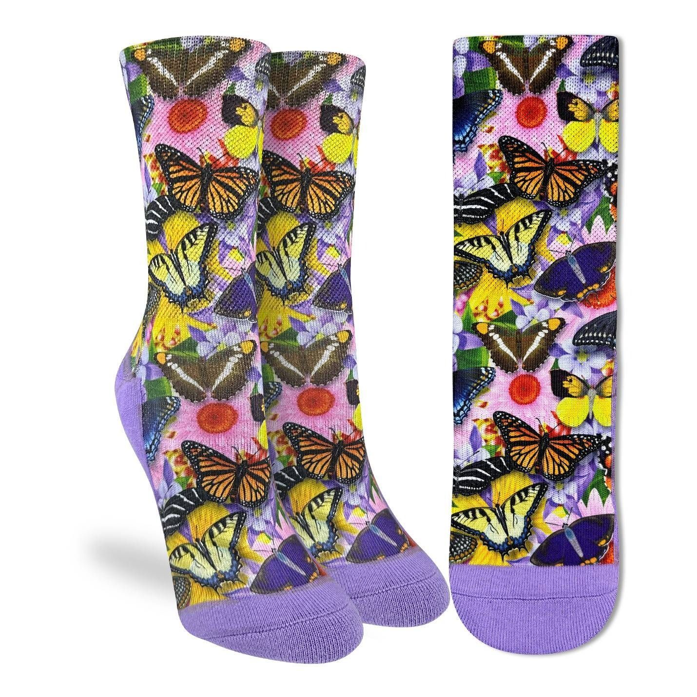 Good Luck Sock Botanical Butterflies Socks Womens 5-9 Good Luck Sock Botanical Butterflies Socks Womens 5-9