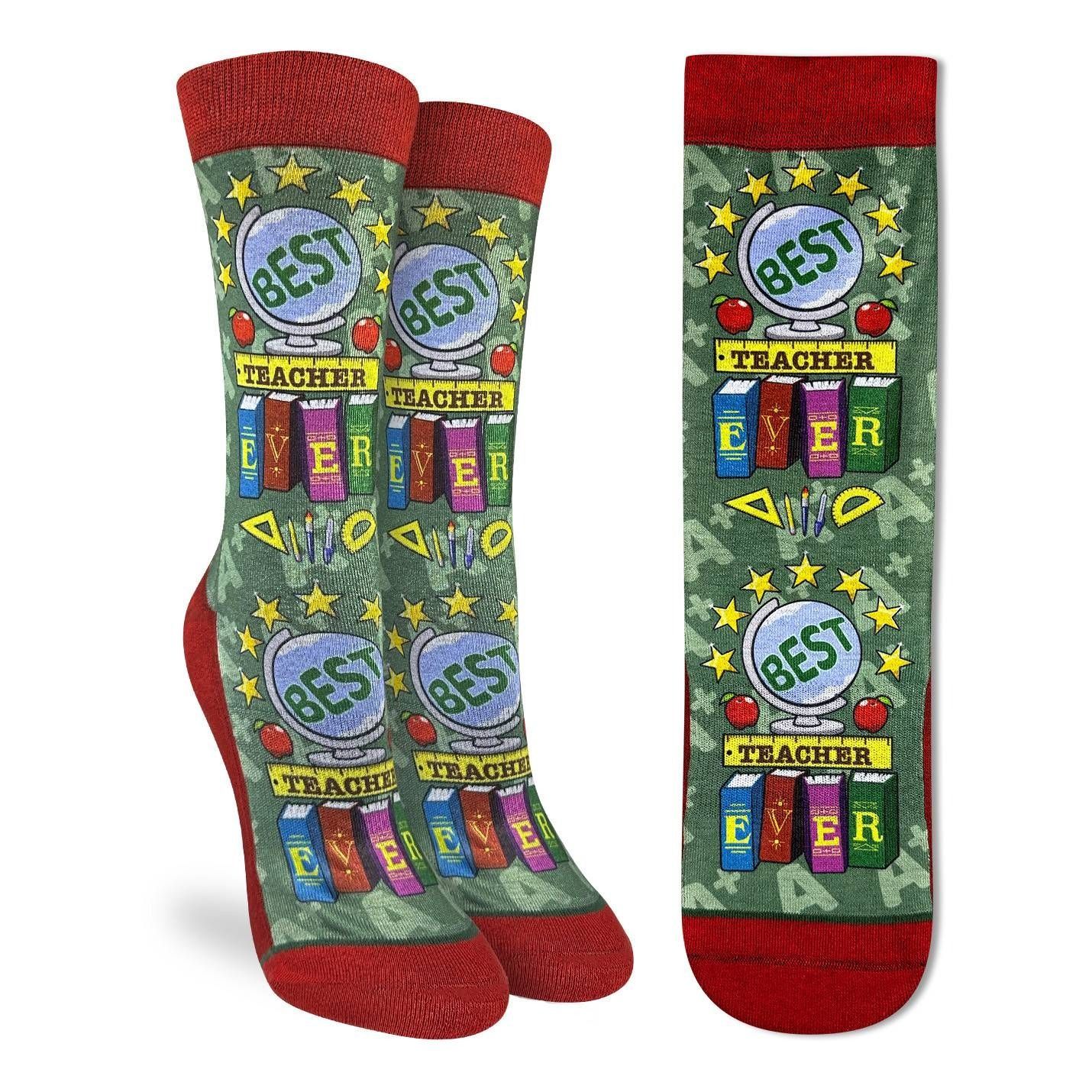 Good Luck Sock Best Teacher Ever Socks Womens 5-13 Good Luck Sock Best Teacher Ever Socks Womens 5-13