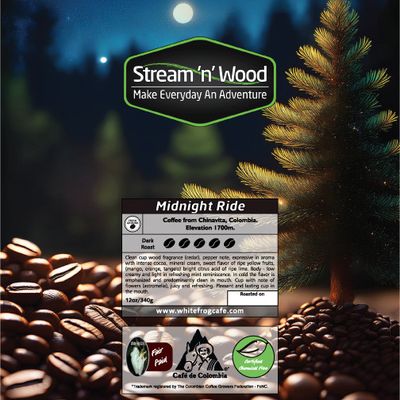 Stream N Wood Midnight Ride Dark Roast Coffee Fresh Ground - 340G Bag (By White Frog Cafe)