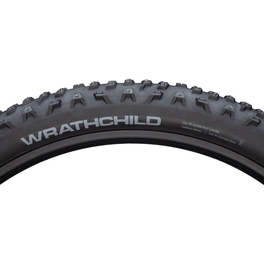 45NRTH Wrathchild Tire - 29 x 2.6, Tubeless, Folding, Black, 120 TPI, 252 XL Concave Carbide Aluminum Studs