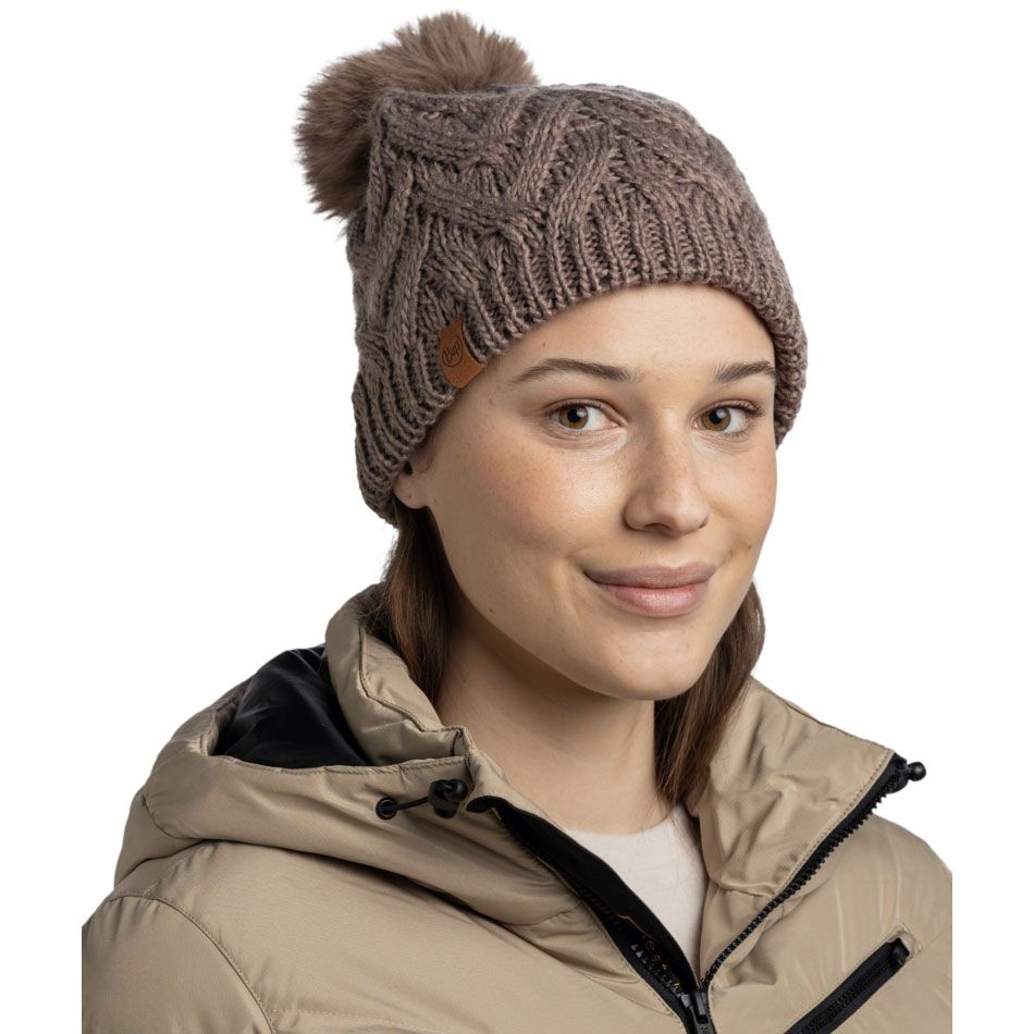 Buff Knitted & Fleece Band Beanie Caryn COBBLESTONE