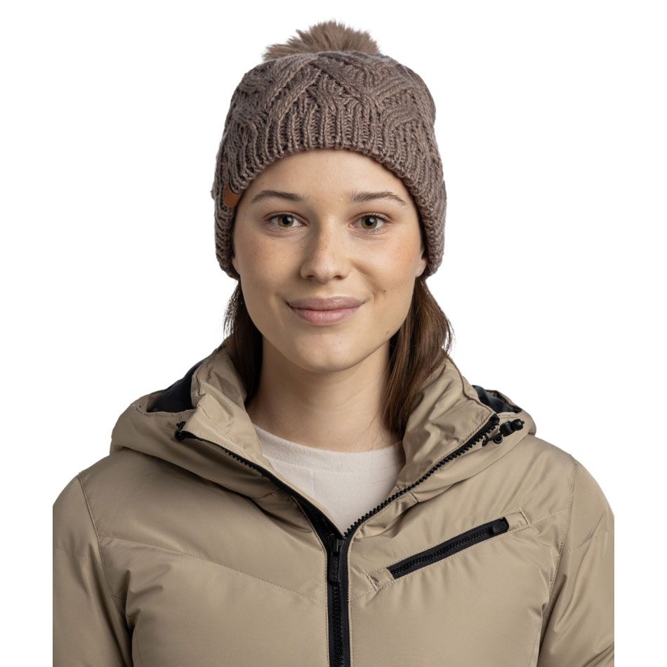 Buff Knitted & Fleece Band Beanie Caryn COBBLESTONE