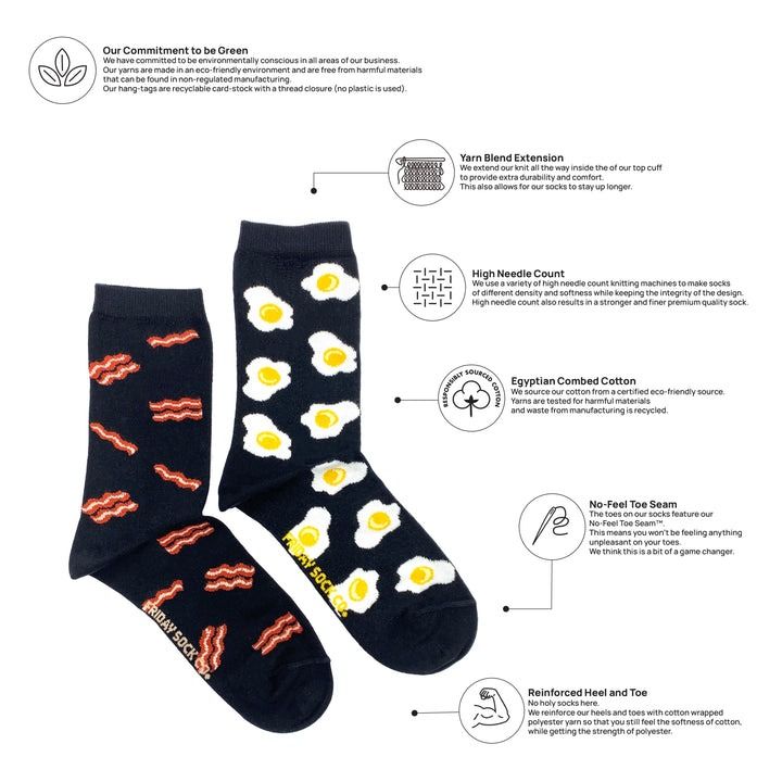 Friday Sock Co. Bacon & Eggs Socks W 5 - 10
