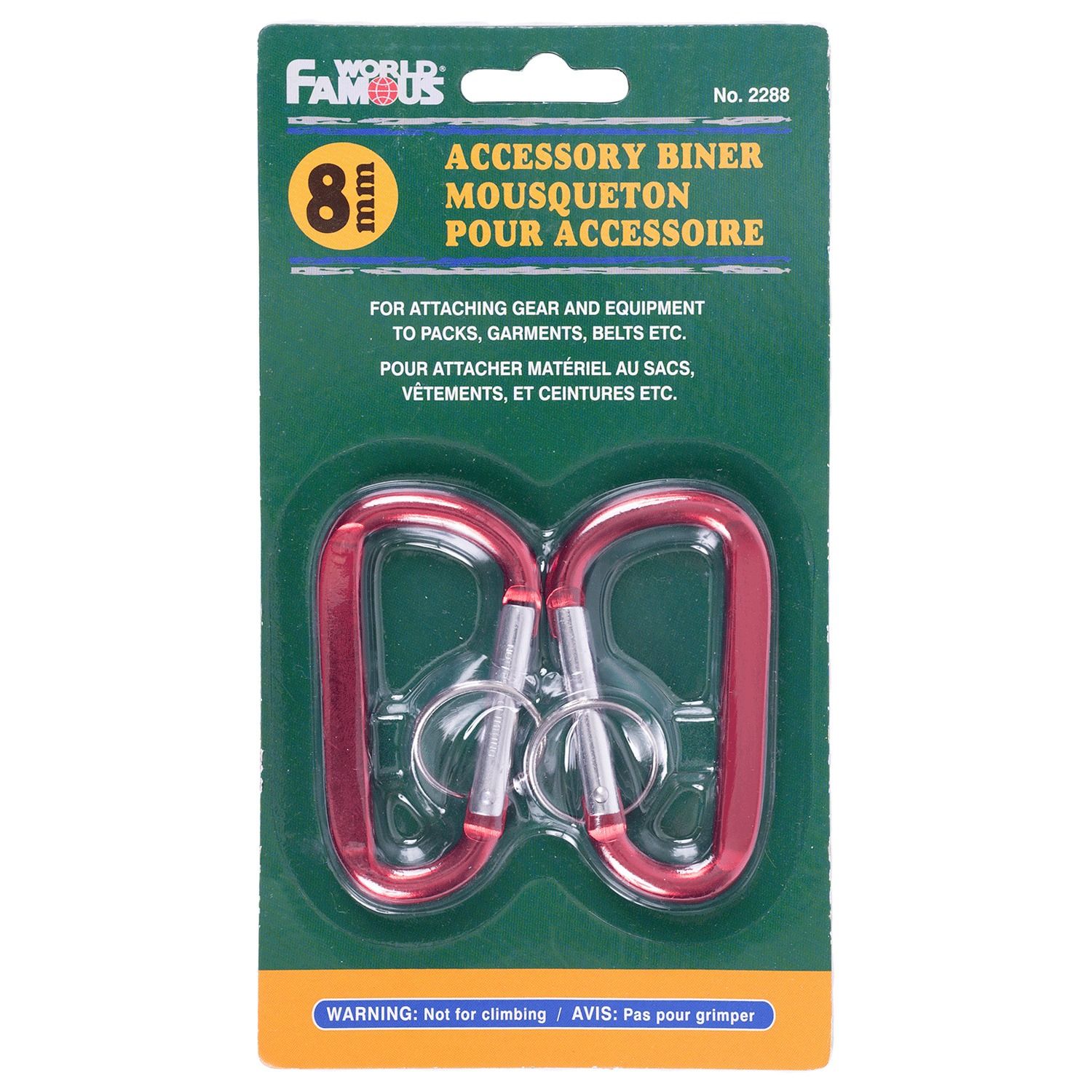 World Famous Accessory Biners (2 pack) 6mm - Red