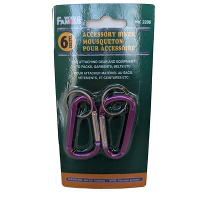 World Famous Accessory Biners (2 pack) 6mm - Purple