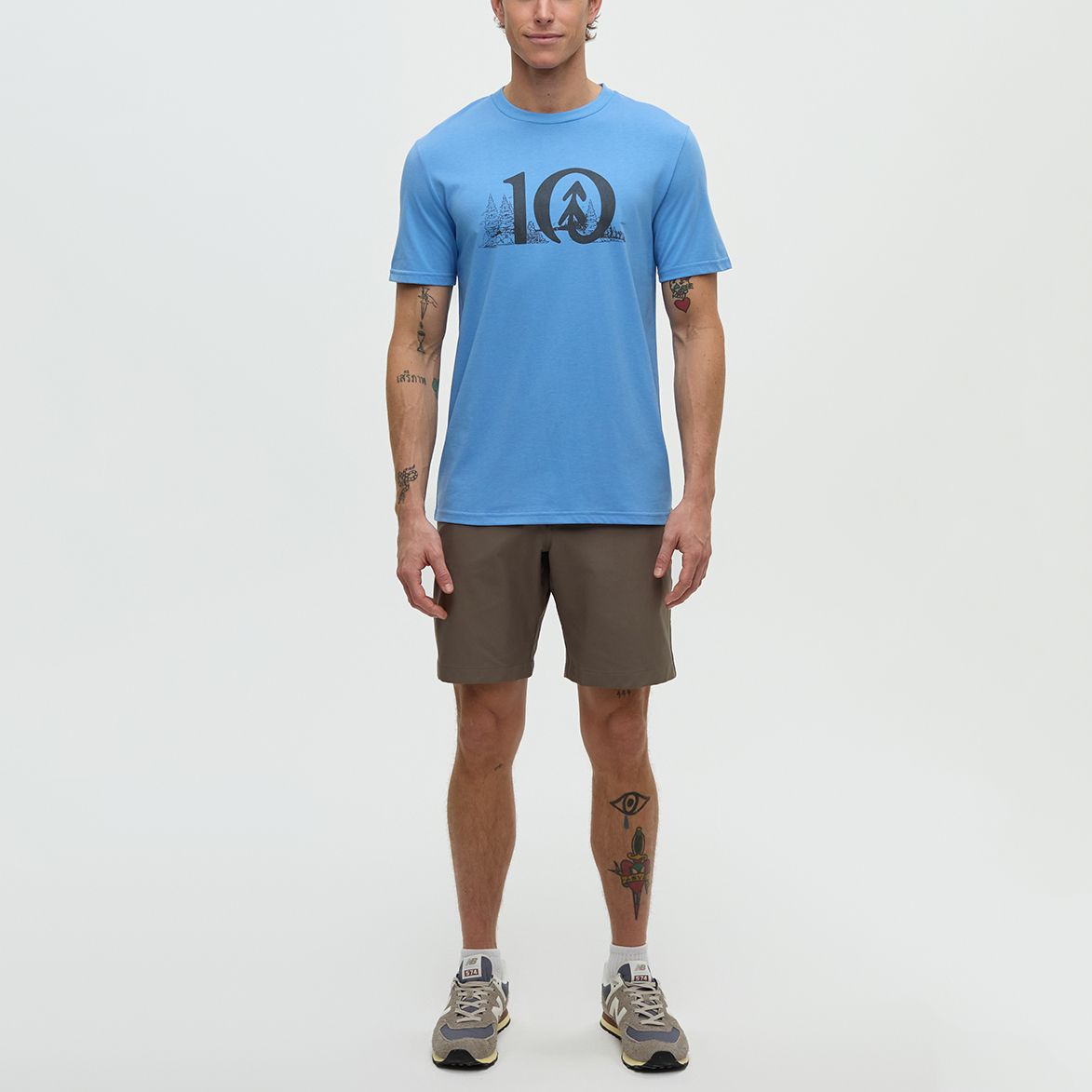 tentree M Lake Life Logo T-Shirt Blue Lagoon/Graphite
