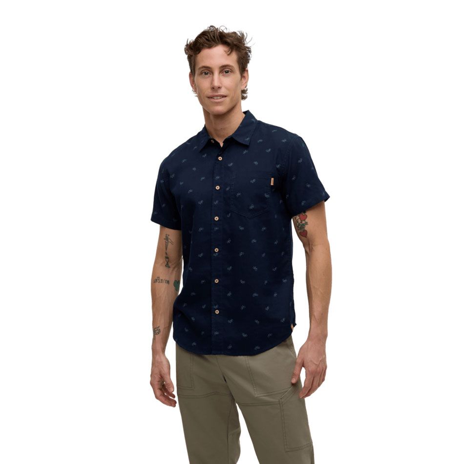 tentree M Bike Around Mancos Shirt Blue/Bike Around