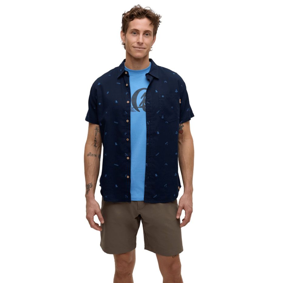 tentree M Lake Life Mancos Shirt Midnight Blue/Lake Life