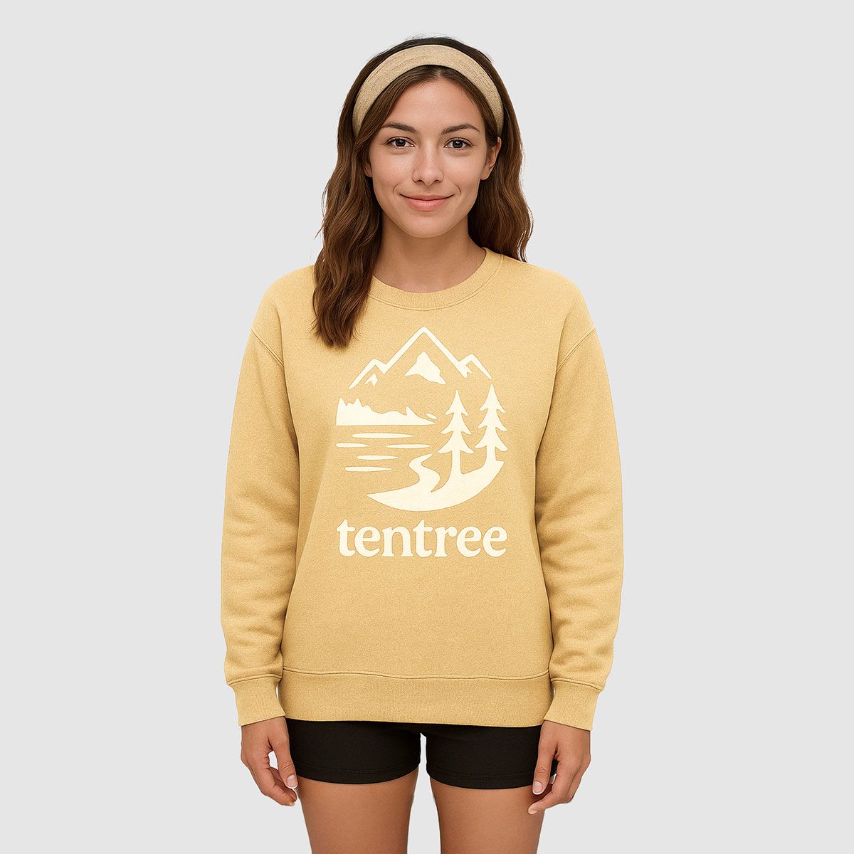 tentree W Mountain Trees Crew Dusk Yellow/White