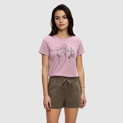 tentree W Summer Flora T-Shirt Pink Sand/Black tentree W Summer Flora T-Shirt Pink Sand/Black