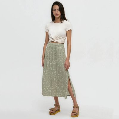 tentree W Yaletown Skirt Light Moss/Bloom Floral