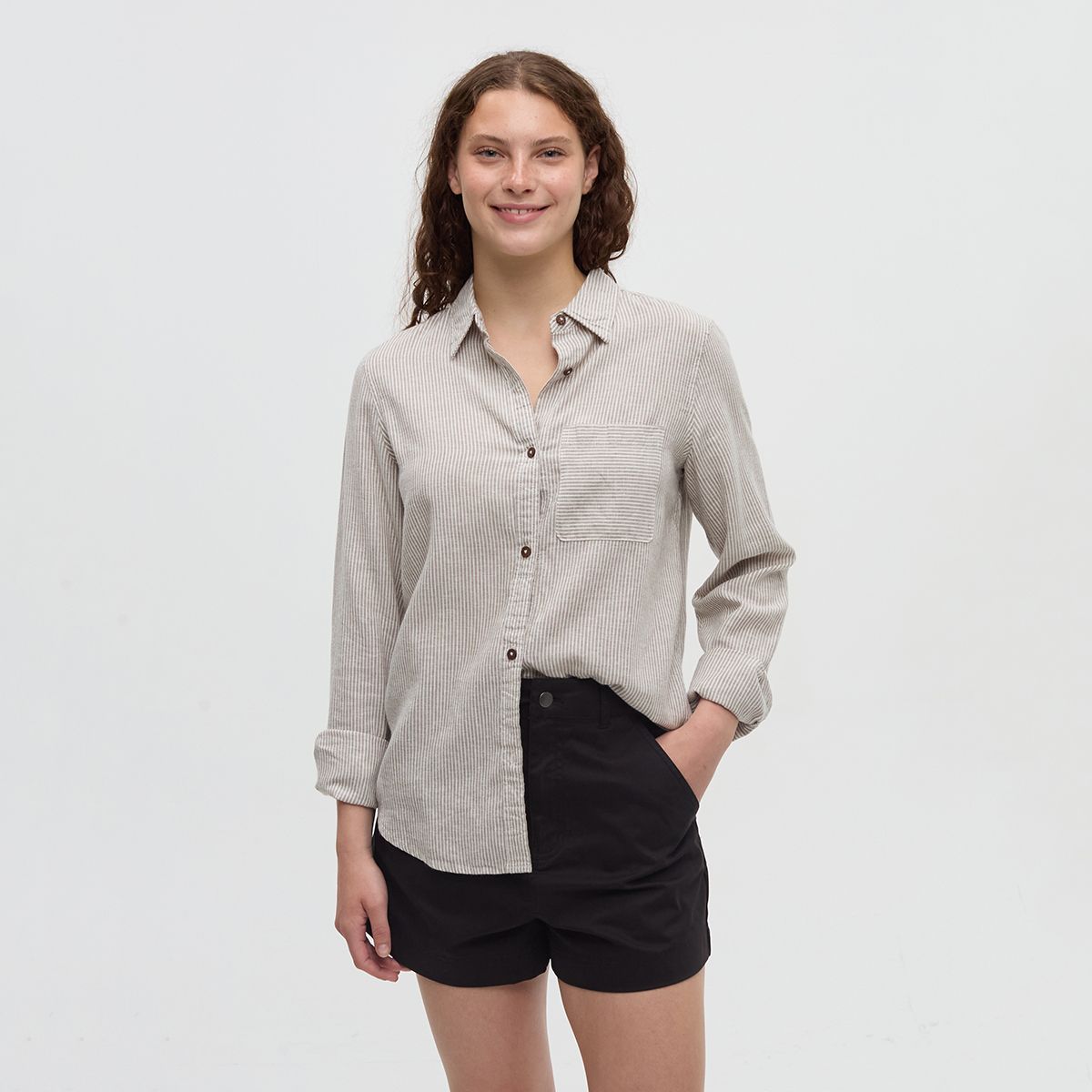 tentree W Sloan Shirt Clay/Railroad Stripe