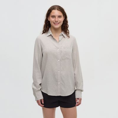 tentree W Sloan Shirt Clay/Railroad Stripe