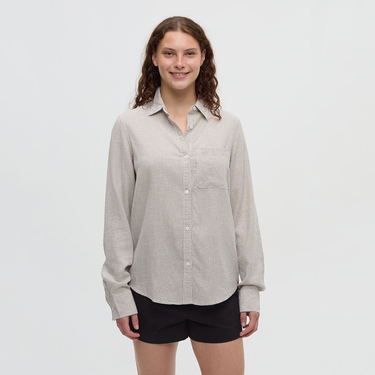 tentree W Sloan Shirt Clay/Railroad Stripe