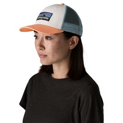 Patagonia P-6 Logo LoPro Trucker Hat White w/Peach Sherbet