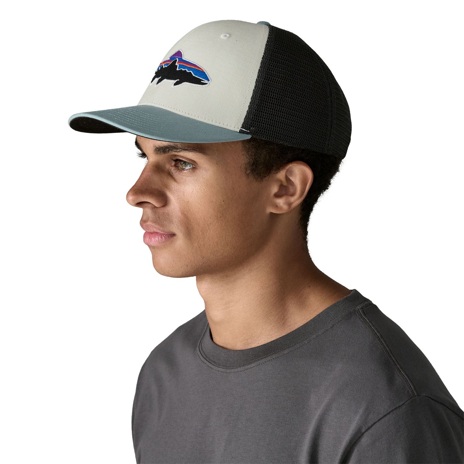 Patagonia Fitz Roy Trout Trucker Hat White w/Blue Sage