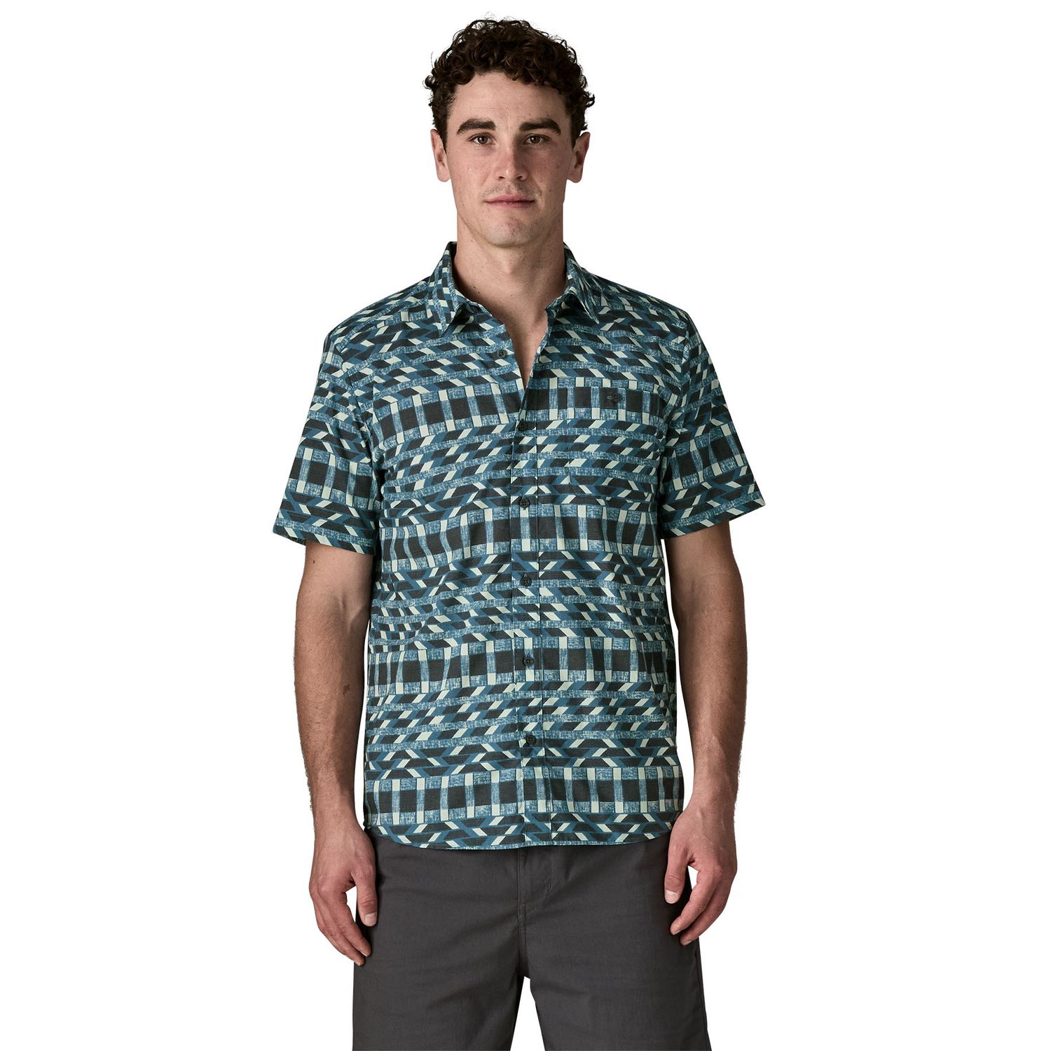 Patagonia M Go To Shirt Climbing Stripe: Still Blue Patagonia M Go To Shirt Climbing Stripe: Still Blue