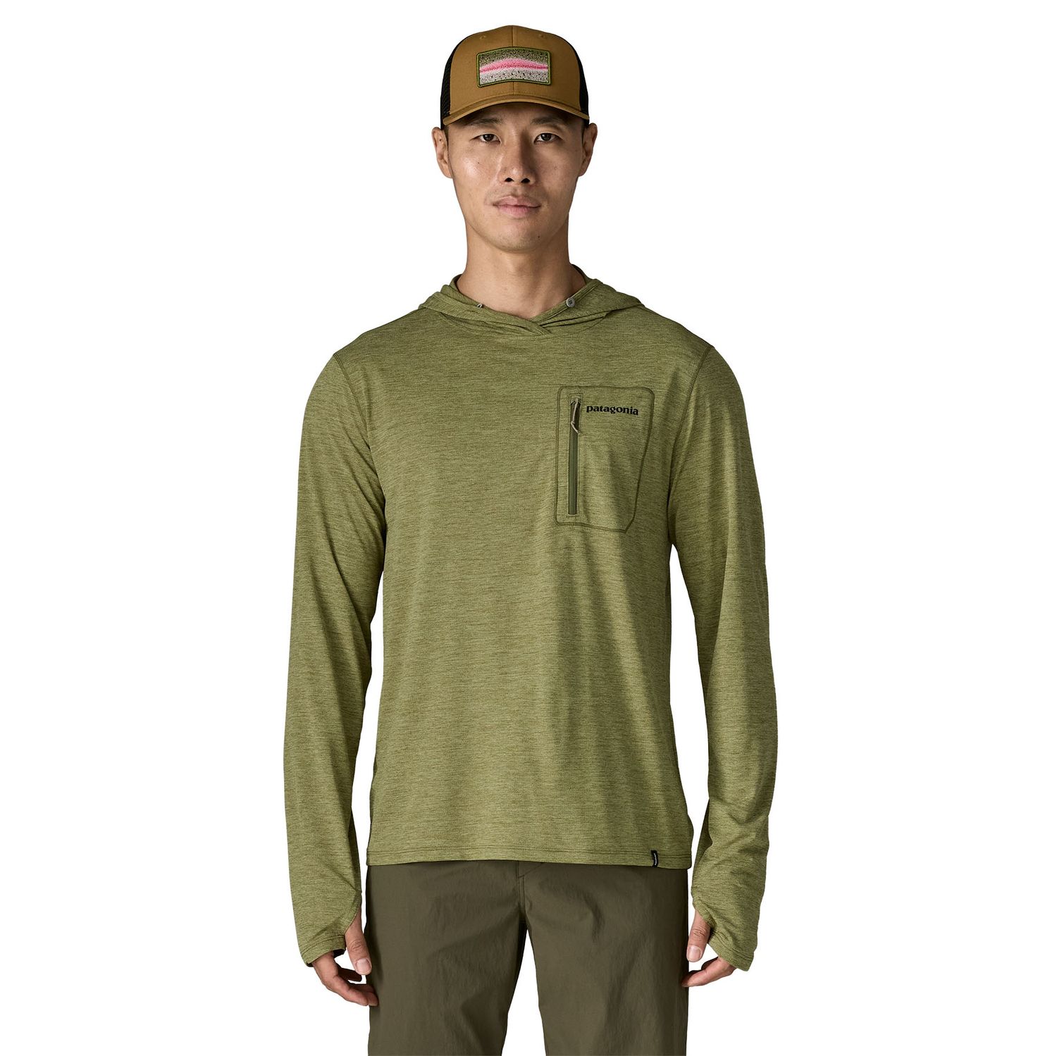 Patagonia M Cap Cool Sun Hoody - Fitz Roy Trout Caper Green