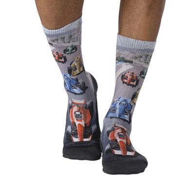 Good Luck Sock Formula Racing Cars Socks Mens 8-13