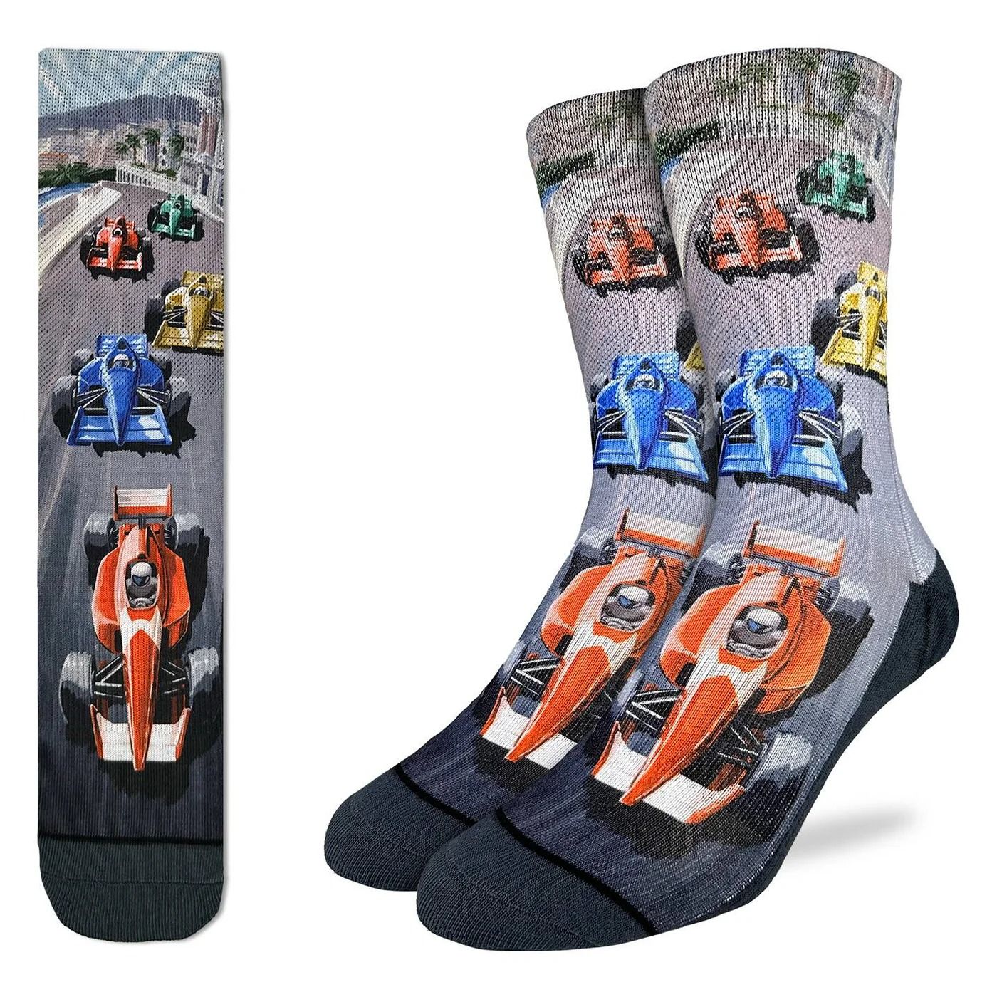 Good Luck Sock Formula Racing Cars Socks Mens 8-13