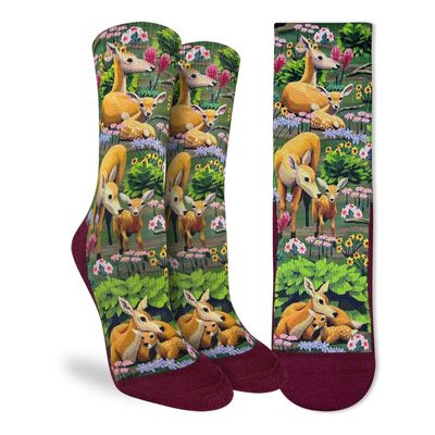 Good Luck Sock Female Deer and Fawn Socks Womens 5-9