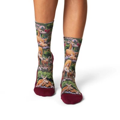 Good Luck Sock Female Deer and Fawn Socks Womens 5-9