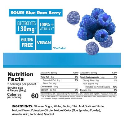 Salt Stick Energy Gummies Sour Blue Raspberry Single