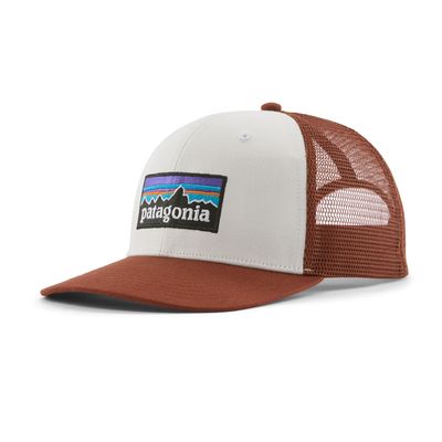 Patagonia P-6 Logo Trucker Hat White w/Rusty Red