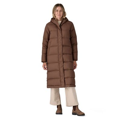 Patagonia W Silent Down Long Parka Berm Brown