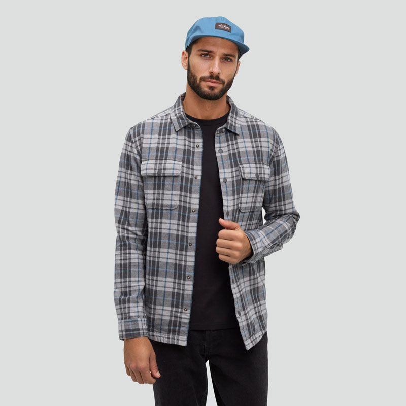 tentree M Kapok Flannel Colville Graphite/Spruce Plaid tentree M Kapok Flannel Colville Graphite/Spruce Plaid