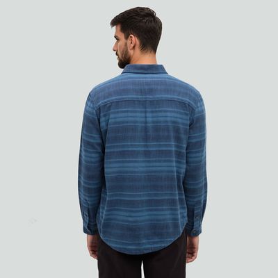 tentree M Stretch Forest Shirt Blue Horizon/Canyon Stripe