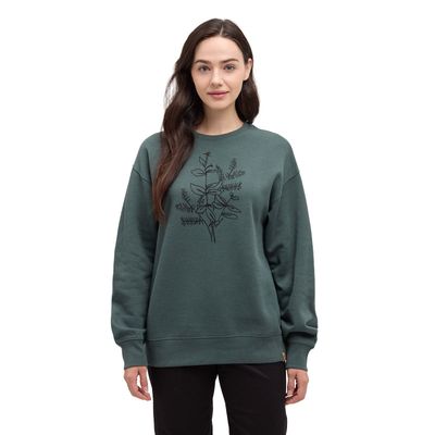 tentree W Autumn Flora Crew Pine Green/Meteorite