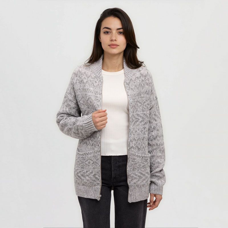 tentree W Garibaldi Jacquard Cardigan Lt Grey/Grey tentree W Garibaldi Jacquard Cardigan Lt Grey/Grey