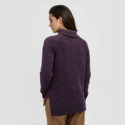 tentree W Spokane Fleck Sweater Plum Royale Fleck