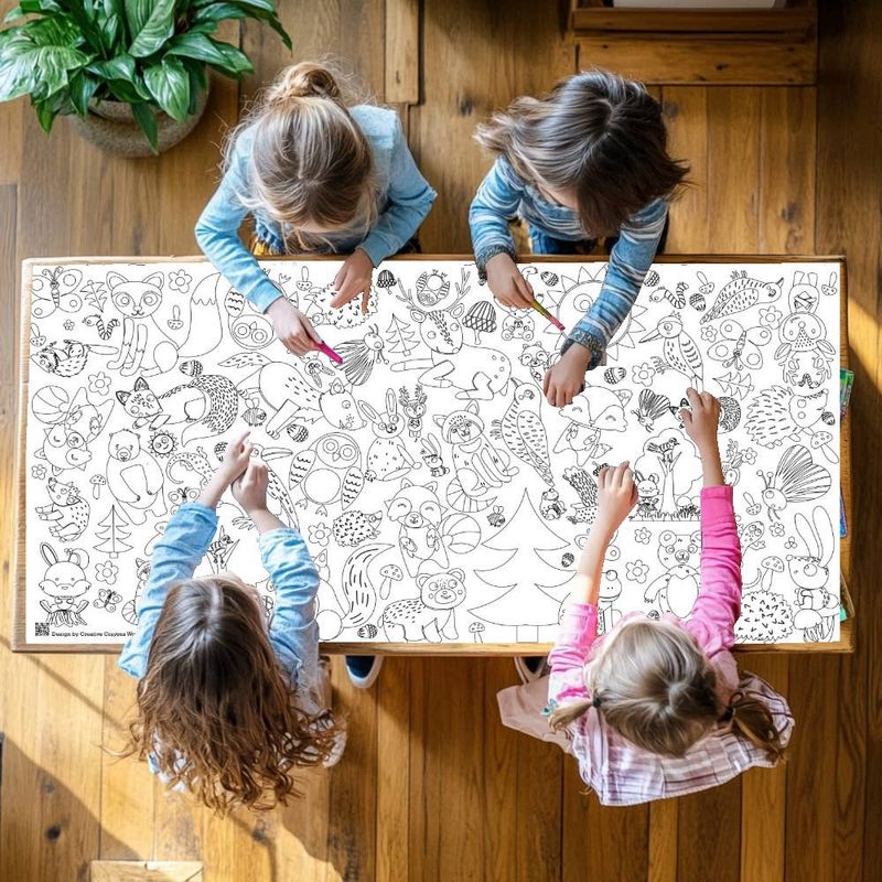 Woodland Animals Coloring Tablecloth
