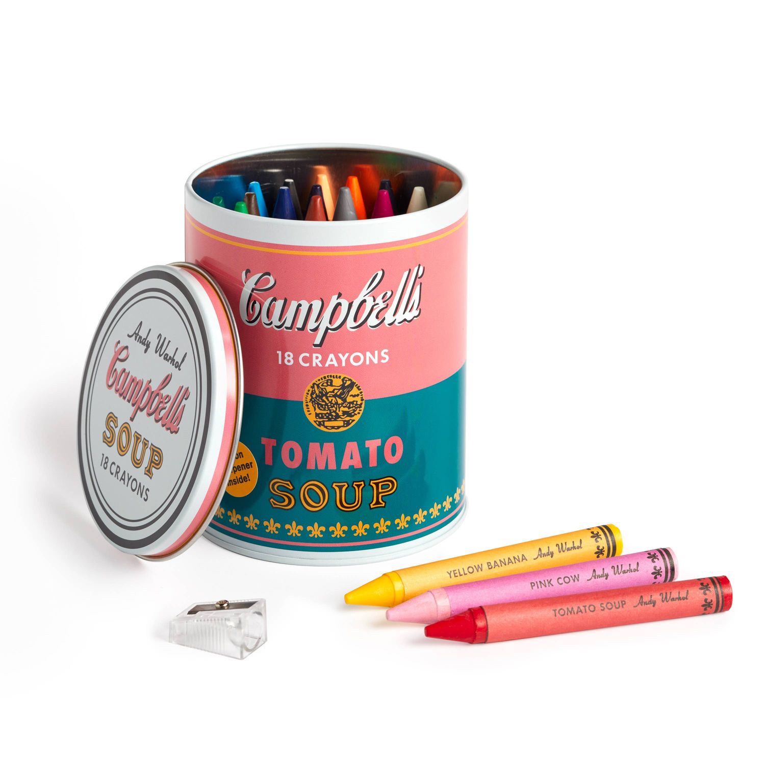 Andy Warhol Soup Can Crayons + Sharpener Andy Warhol Soup Can Crayons + Sharpener