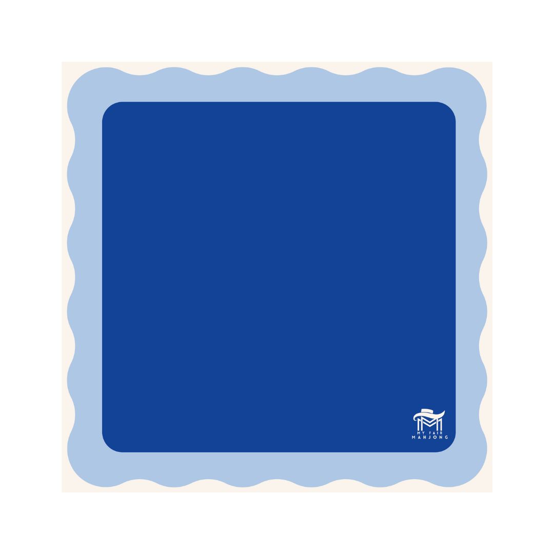 MAHJONG MAT  |  Color Wave  |  31" x 31", Color: Cobalt Center- Blue Scallop
